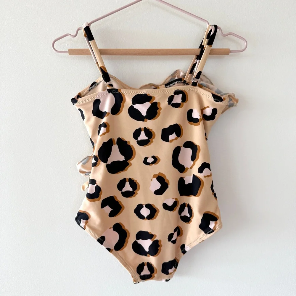 Shade Critters Leopard Animal Print Ruffle One-Piece Swimsuit Girls 3T